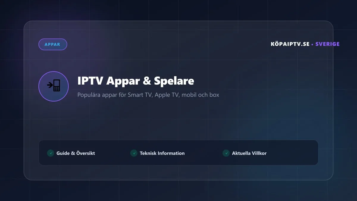 Översikt över kompatibla IPTV-appar som TiviMate, IPTV Smarters och IBO Player